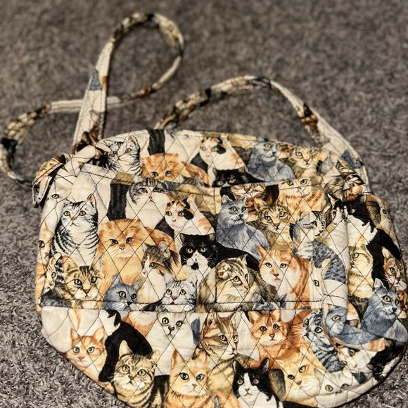Vintage Larenda Stitched Kitty Cat Quilted Crossbody Handbag - Picture 12 of 13